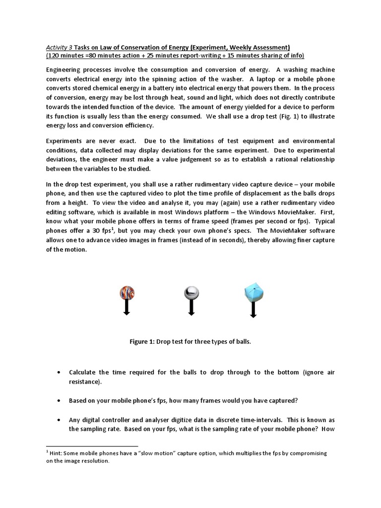 Activity 3 Law of Conservation of Energy (Experiment).pdf Experiment Video