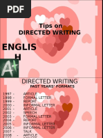 Tips On Directed Writing: Englis H