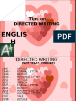 Tips On Directed Writing: Englis H
