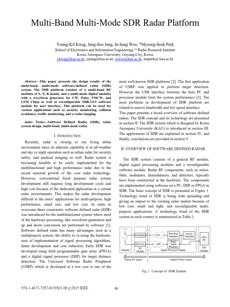 Multi-Band Multi-Mode SDR Radar Platform | PDF | Software Defined Radio ...