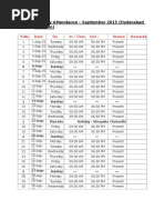 Attendance Sheet For September