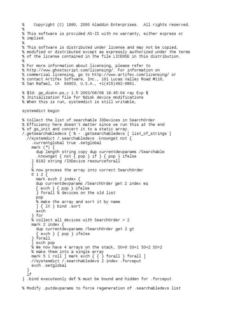 Ghostscript Disk Device Initialization | PDF | Information Technology ...