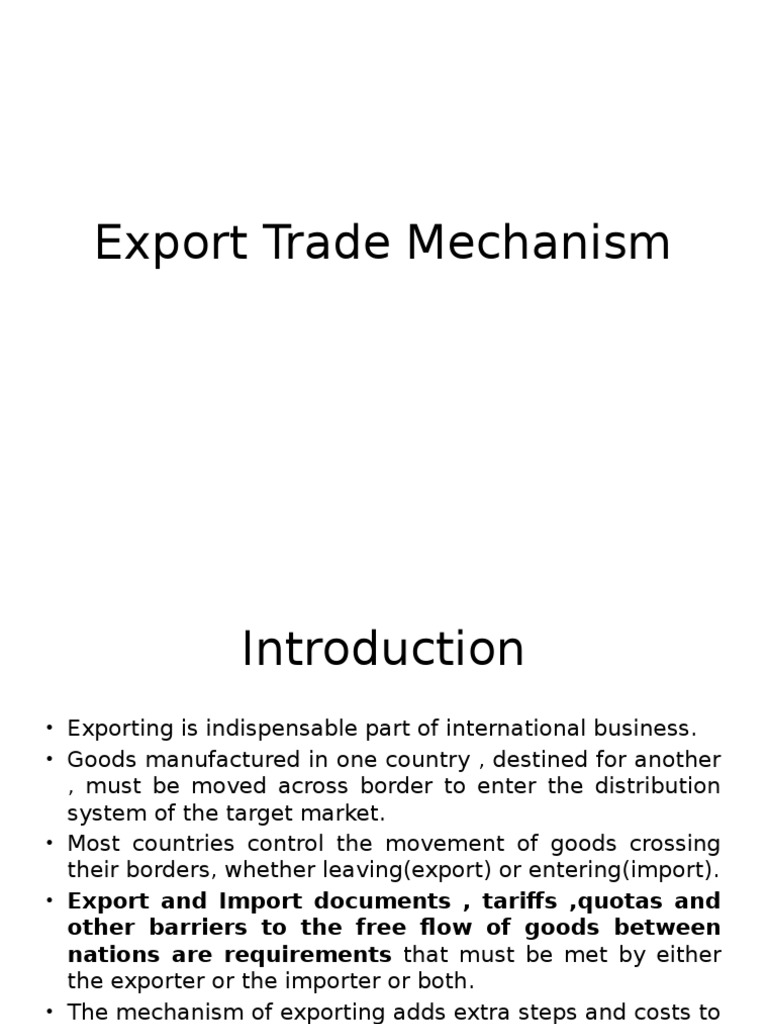 Export Trade Mechanism | PDF | Exports | Microeconomics