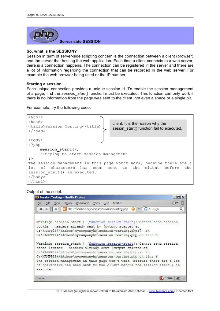 Chapter15 Server-Side SESSION | PDF | Web Server | Internet & Web