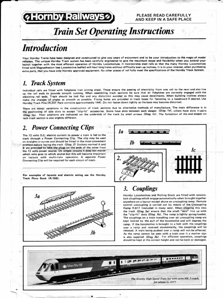 Hornby Train Set Operating Instructions PDF Rail Transport