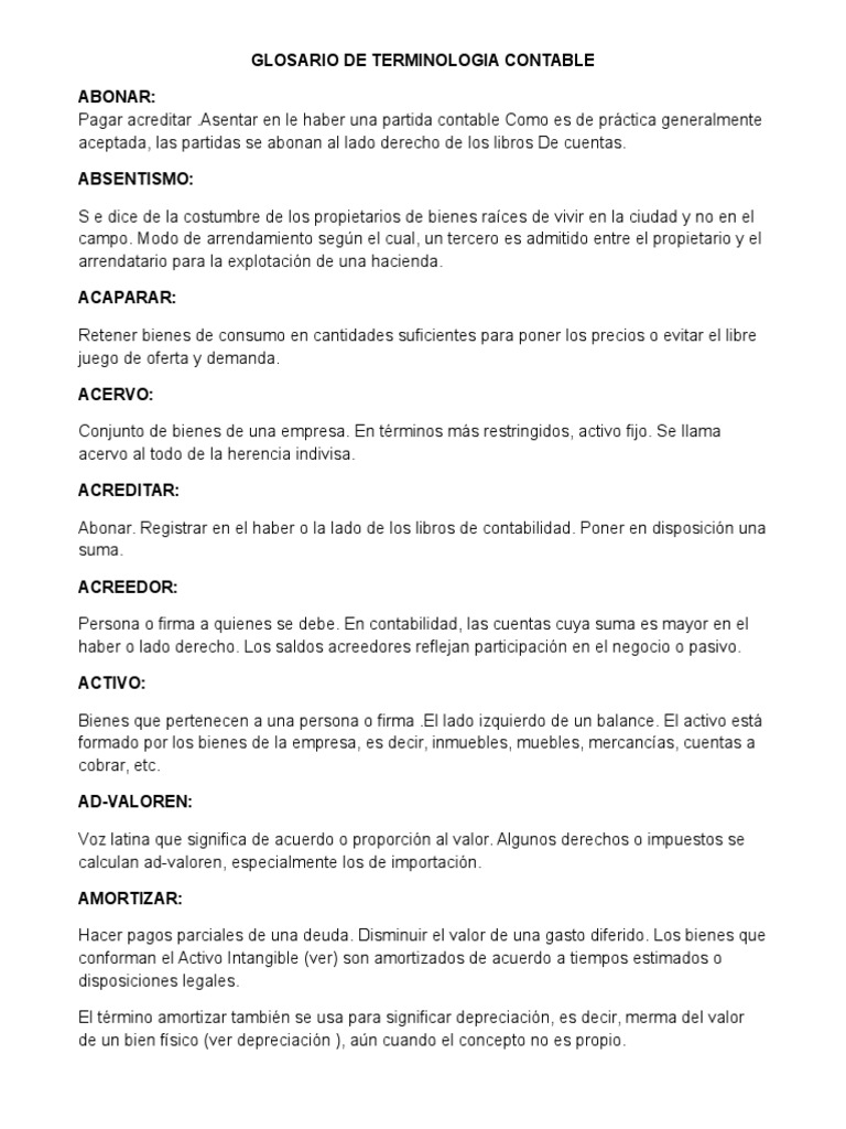 Glosario de Términos Contables Esenciales | PDF