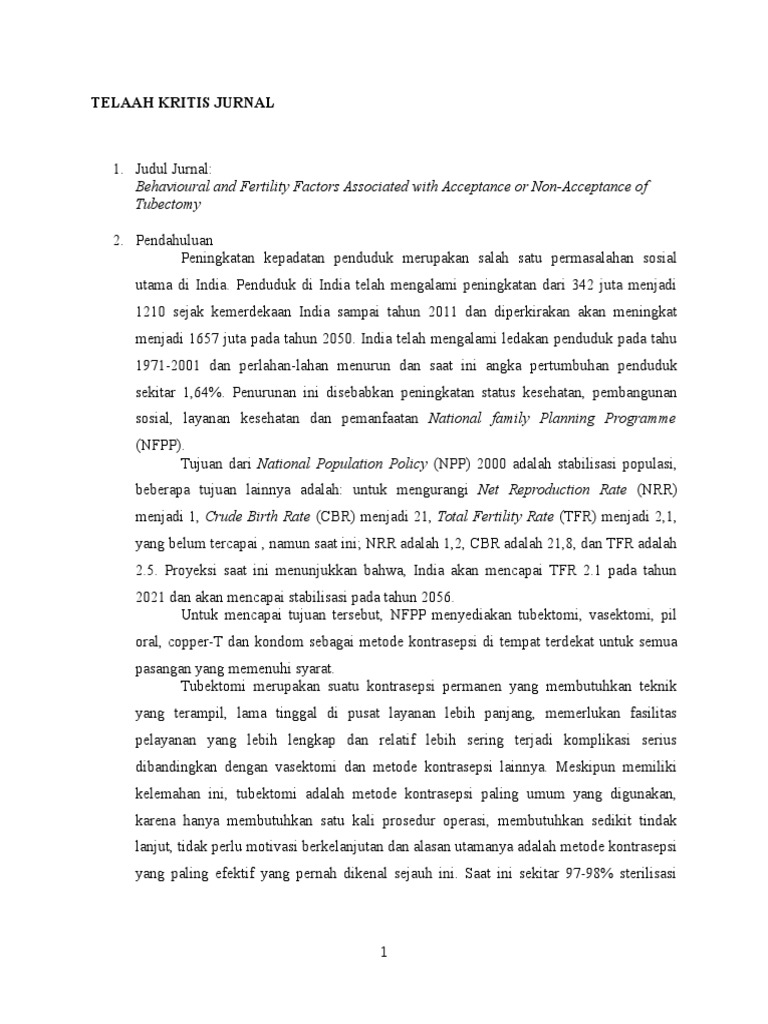 TELAAH KRITIS JURNAL