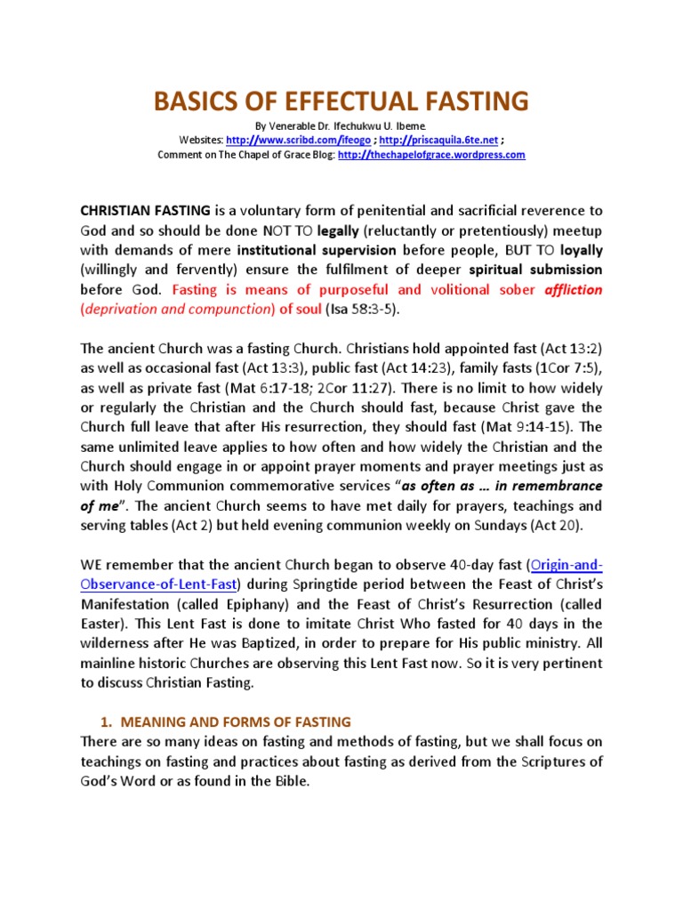 Essentials of Christian Fasting | PDF | Religious Behaviour And Experience