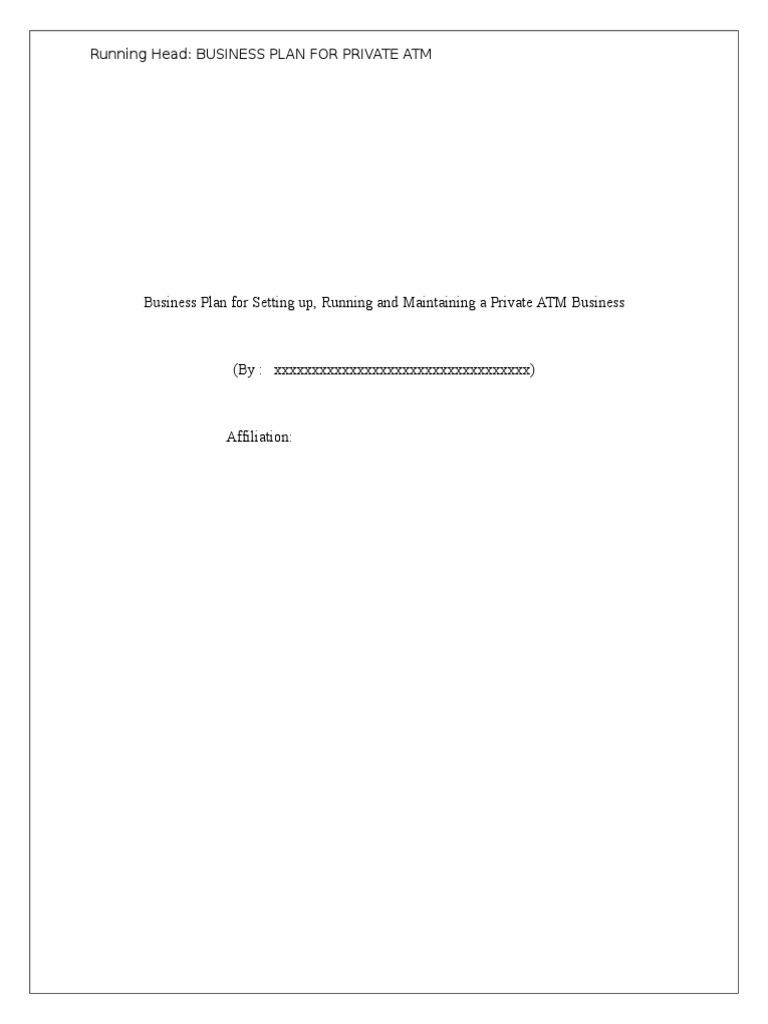 Private ATM Business Plan PDF Automated Teller Machine Fee