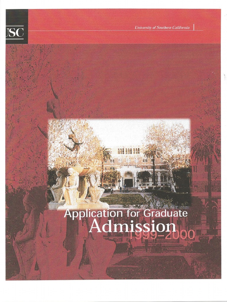 19992000 USC Application for Graduate Admission Graduate School