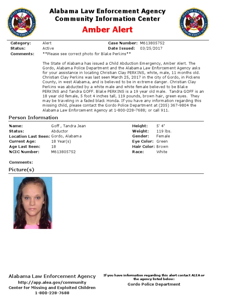 Alabama amber alert christian perkins pdf crime violence crime