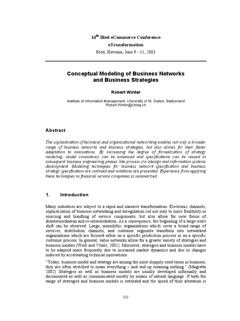 Conceptual Modeling of Business Networks and Business Strategies | PDF ...