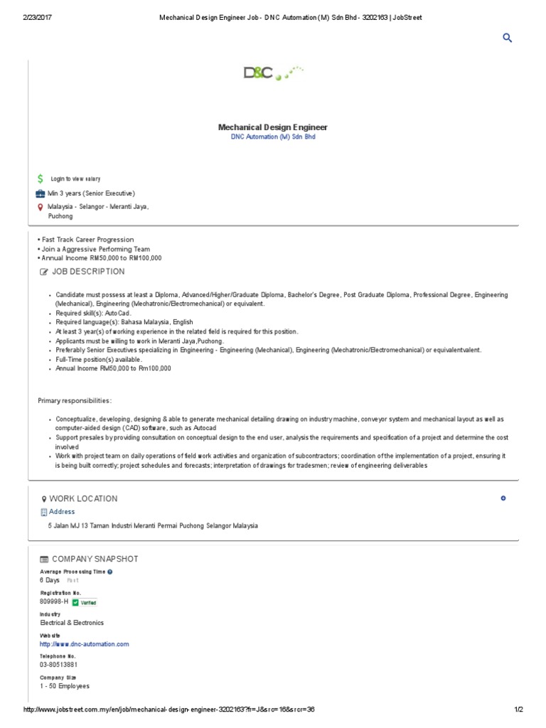 Mechanical Design Engineer at DNC Automation | PDF | Automation ...