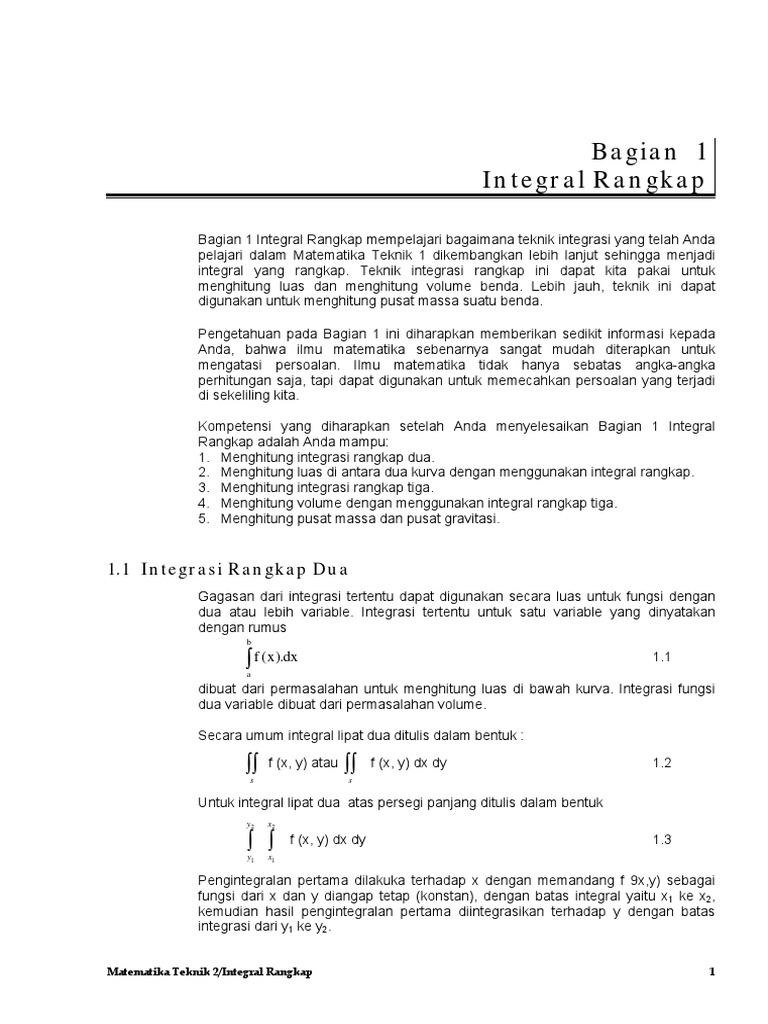 Teknik Integral Rangkap dalam Matematika | PDF | Metode & Bahan Ajar ...
