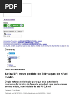 Concurso SEFAZ - Sefaz_SP_ Novo Pedido de 789 Vagas de Nível Médio _ JC Concursos