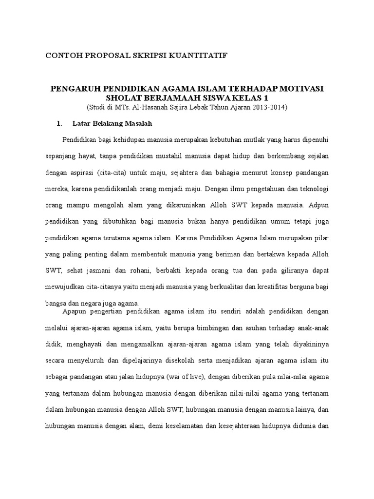 Contoh Proposal Skripsi Kuantitatif