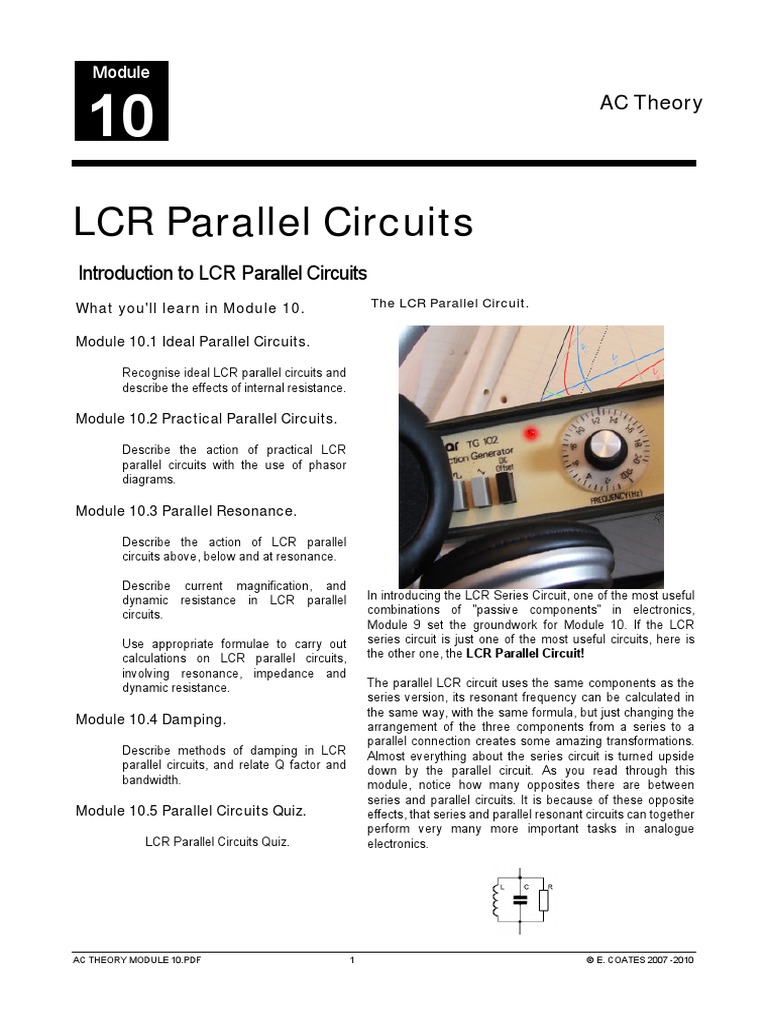 Lcr Parallel Circuits Series And Parallel Circuits Electrical Impedance