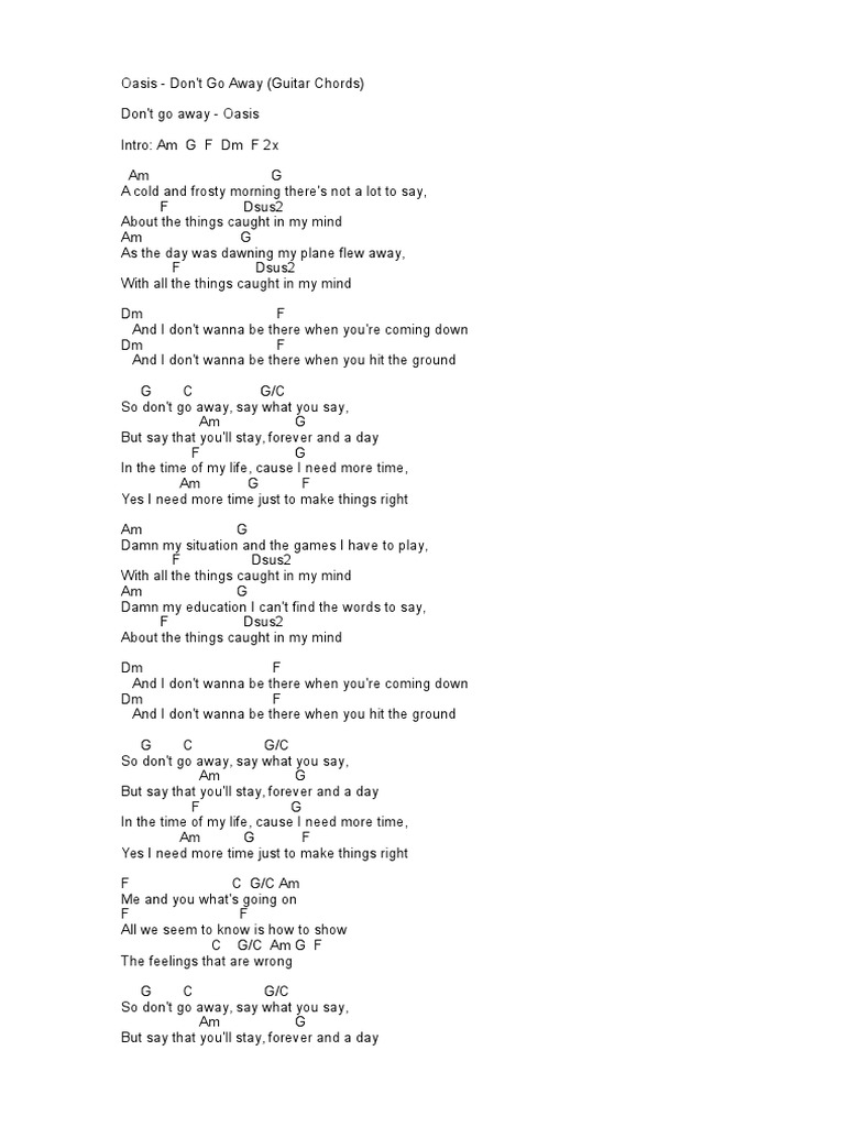 So Far Away Chords