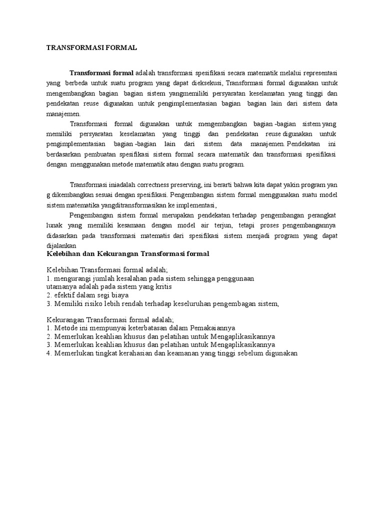 Keunggulan dan Tantangan Transformasi Formal | PDF