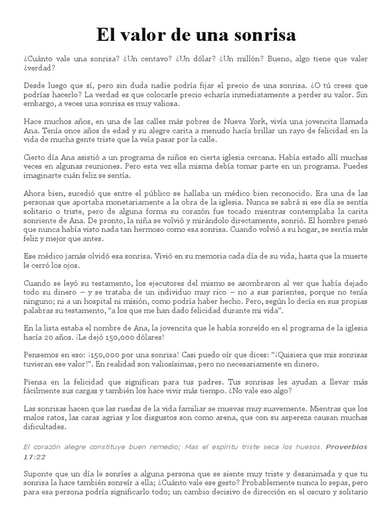El valor transformador de una sonrisa | PDF | Felicidad