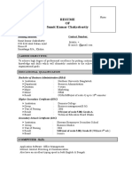 Resume OF Sumit Kumar Chakrabartty: Mailing Address: Contact Number