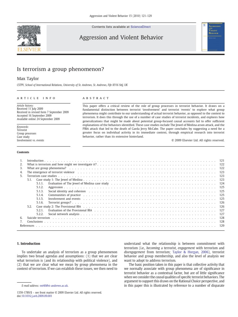 Is Terrorism A Group Phenomenon | PDF | Social Group | Identity (Social ...