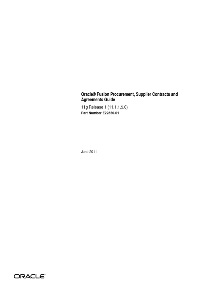 Oracle® Fusion Procurement, Supplier Contracts and Agreements Guide