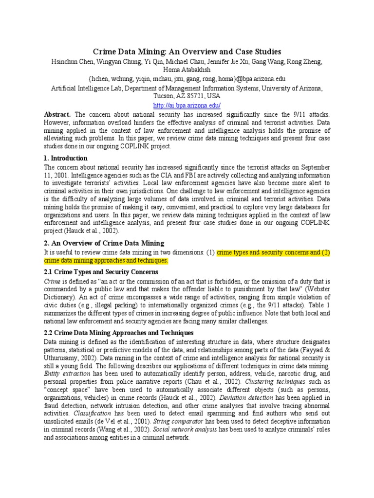 Crime Data Mining: An Overview and Case Studies | PDF | Data Mining ...