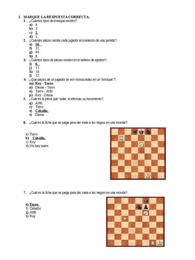 Preguntas de Ajedrez | PDF | Juegos de habilidad mental | Juego de azar