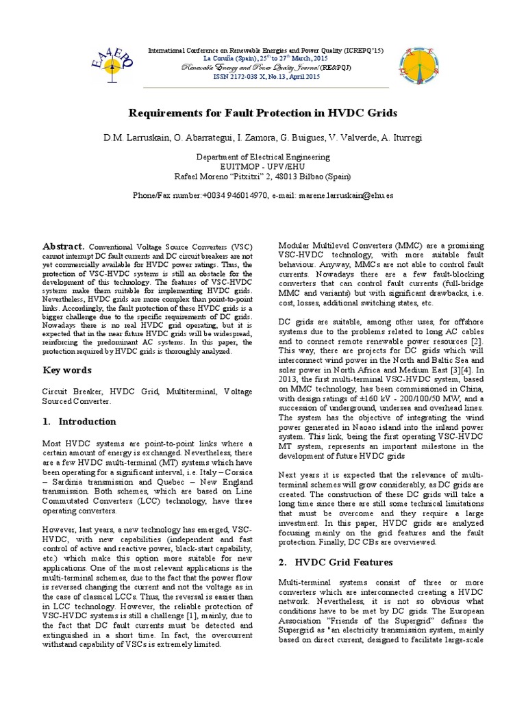 Fault Protection in HVDC Grids Analysis | PDF | High Voltage Direct ...