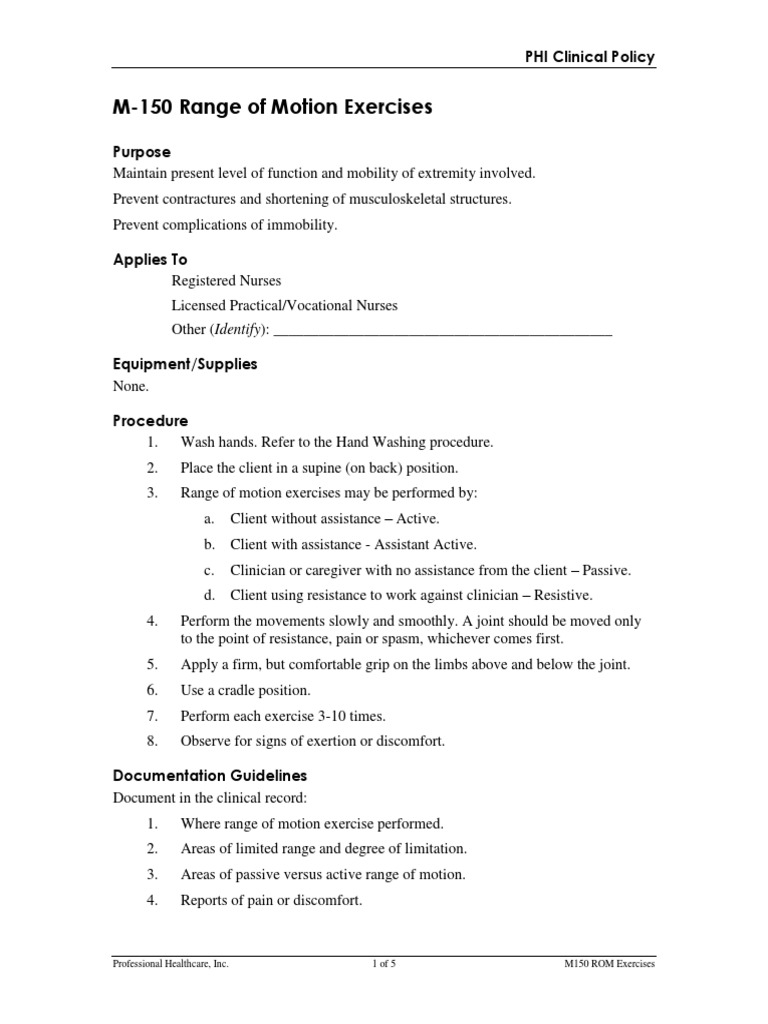 Range of Motion Exercises 2 Nursing Medical Specialties