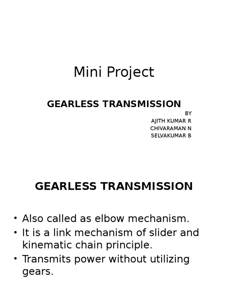 Mini Project Gearless Transmission PDF