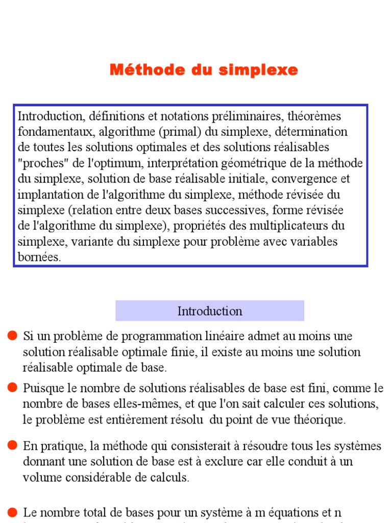 Méthode du Simplexe en Programmation Linéaire | PDF | Optimisation ...