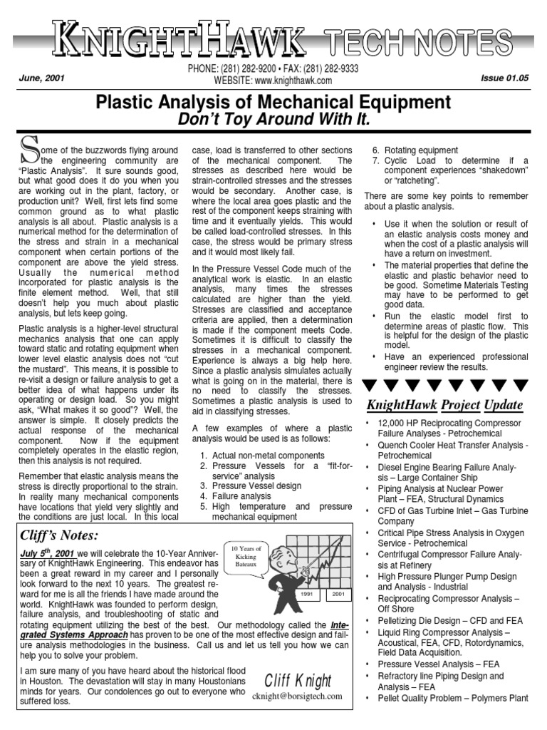 KnightHawk Plastic Analysis Overview | PDF | Stress (Mechanics ...