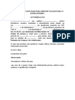 Autorização para Menor Viajar Desacompanhado