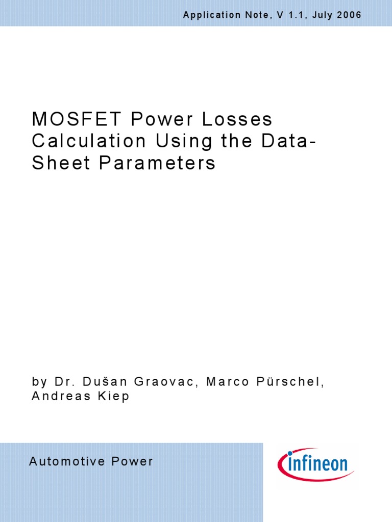 MOSFET Power Losses Calculation Using The Data-Sheet Parameters | PDF ...
