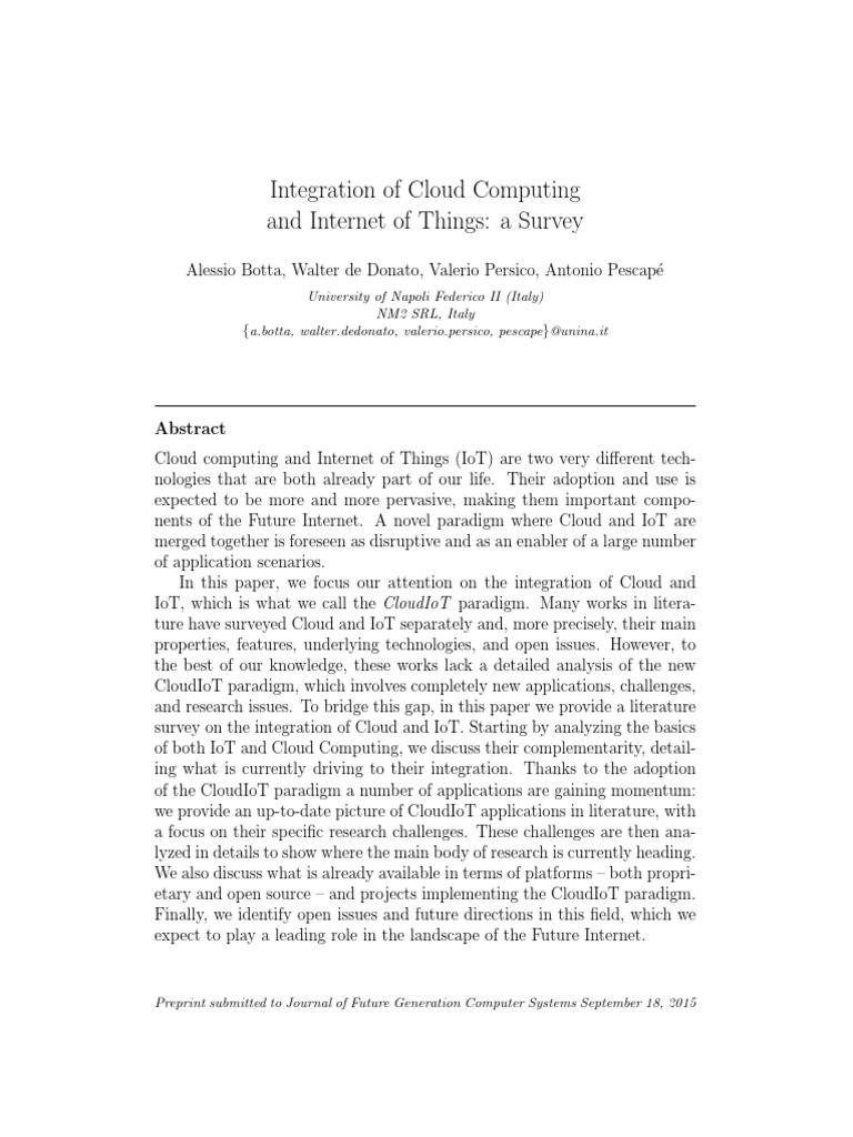Integration of Cloud Computing and Internet of Things: A Survey | PDF ...