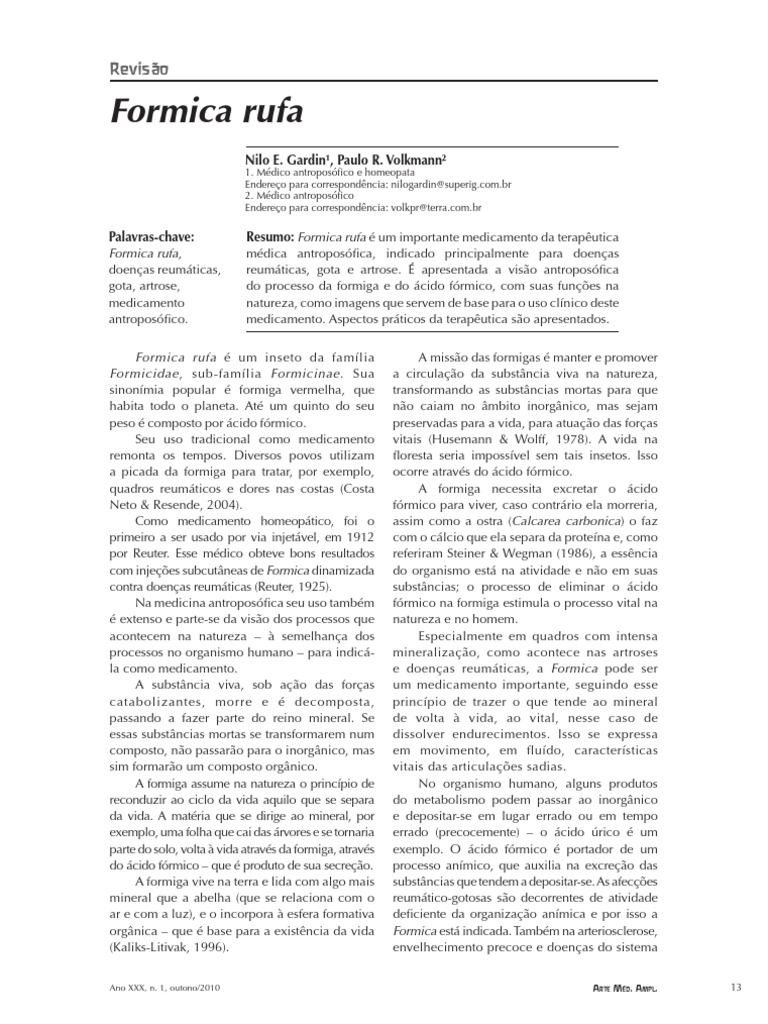 Formica rufa: Uso Homeopático e Terapêutico | PDF | Bem-estar