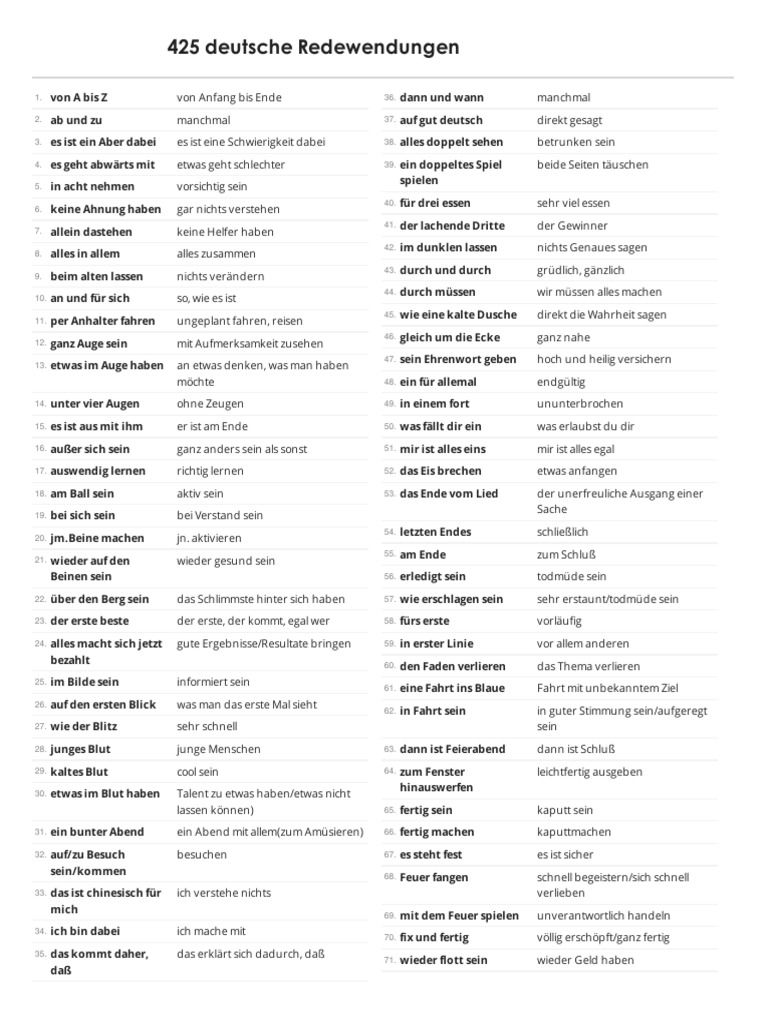 425 Deutsche Redewendungen PDF PDF