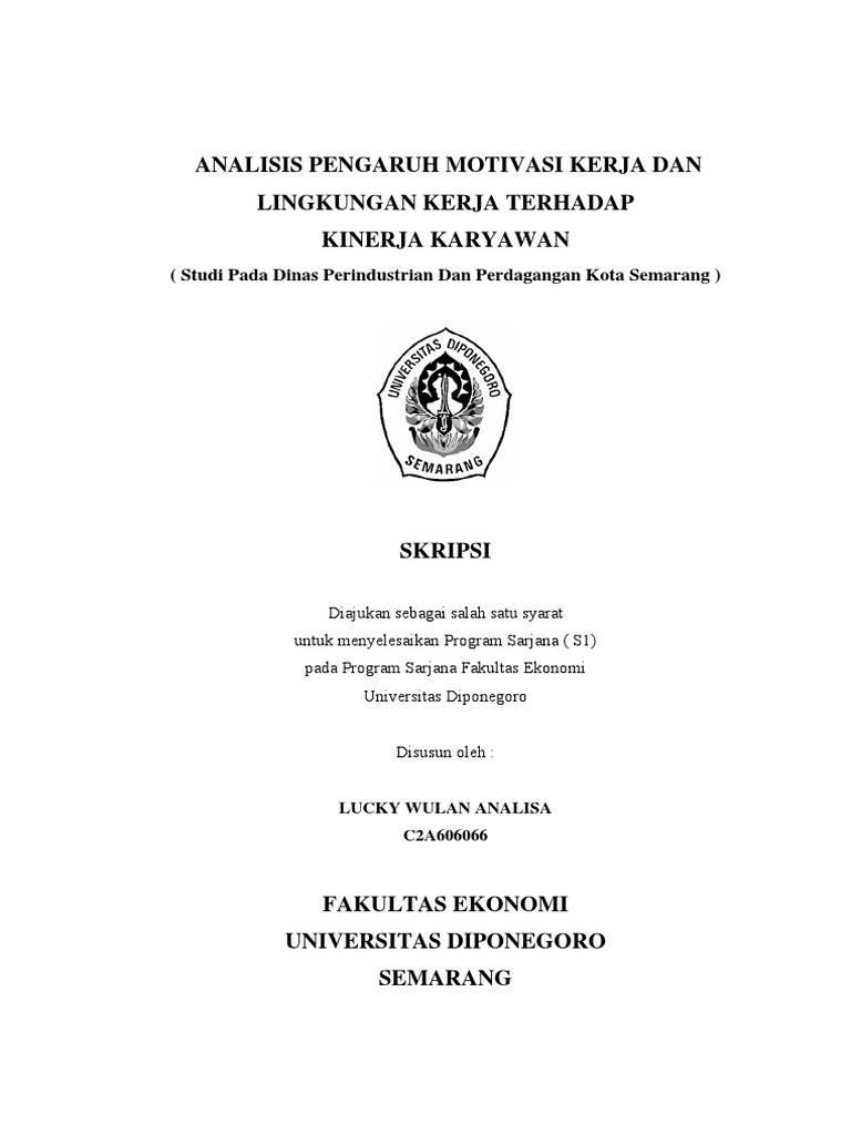 contoh skripsi pengaruh motivasi kerja dan lingkungan