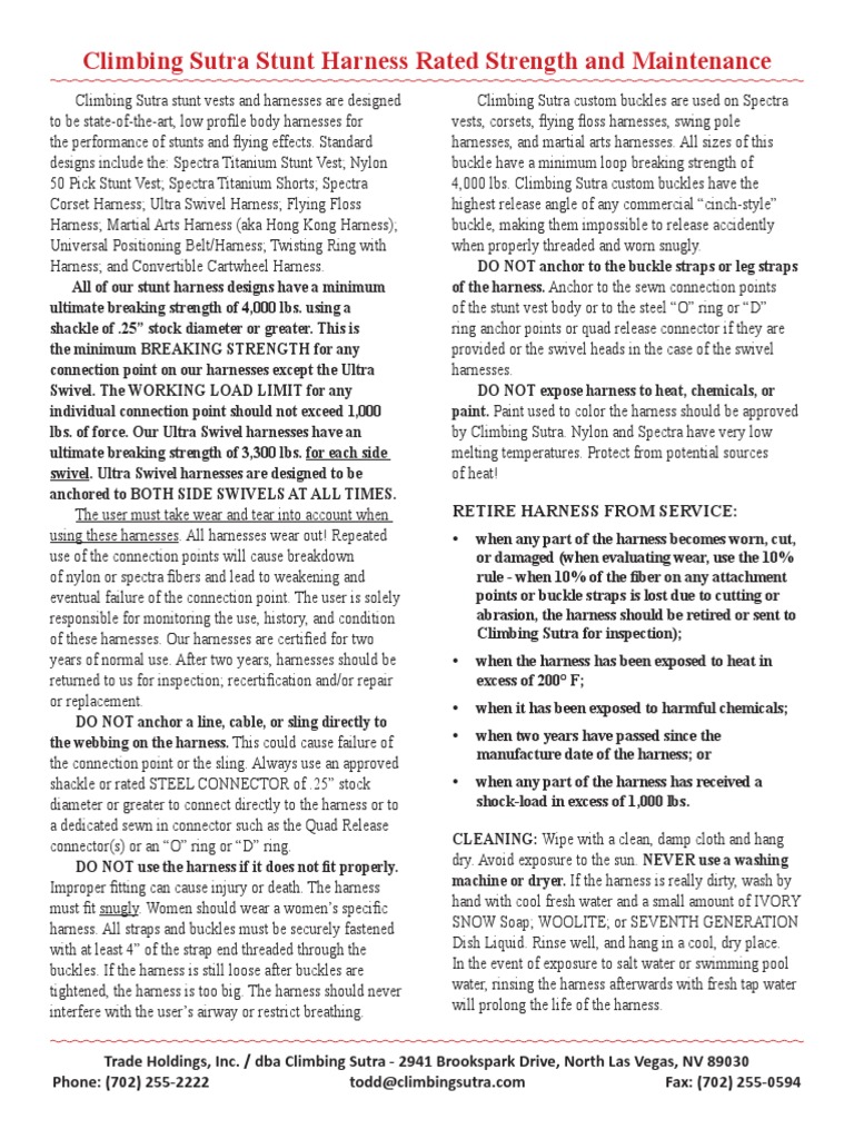 Proper Use, Maintenance, and Retirement Guidelines for Climbing Sutra