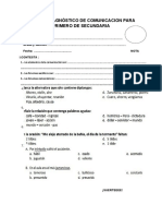 Examen Diagnóstico de Inglés para Primero de Secundaria