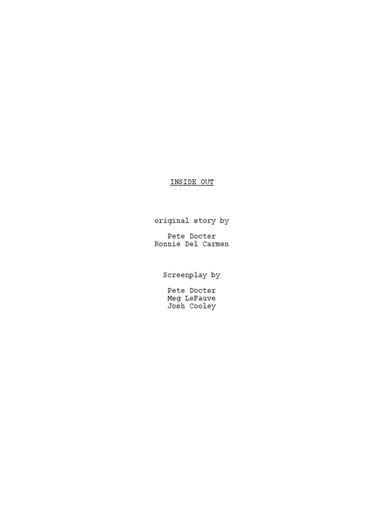Inside Out Screenplay PDF | PDF