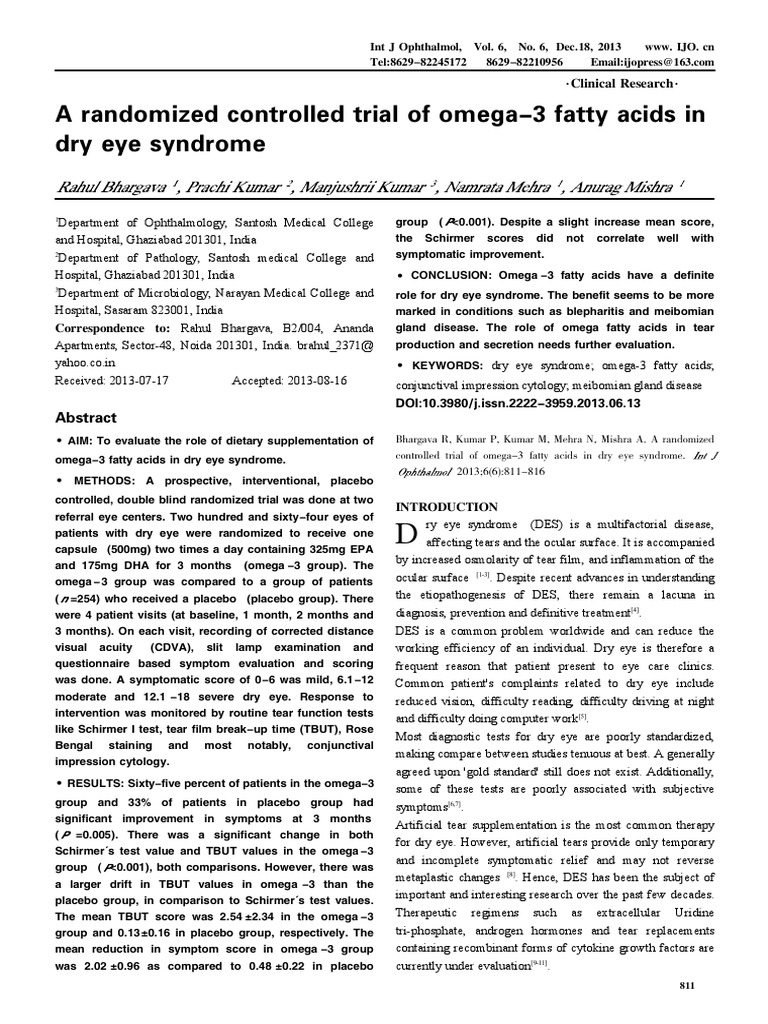 Bhargava Et Al. 2013 A Randomized Controlled Trial of Omega3 Fatty