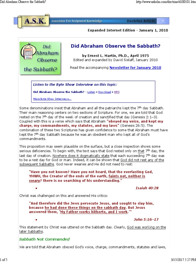 Did Abraham Observe The Sabbath PDF Book Of Exodus Book