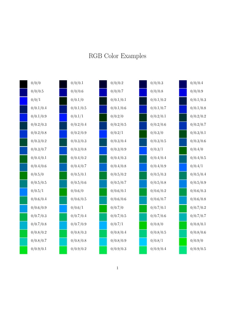 RGB Color Code Samples List | PDF | Graphic Design | Vision