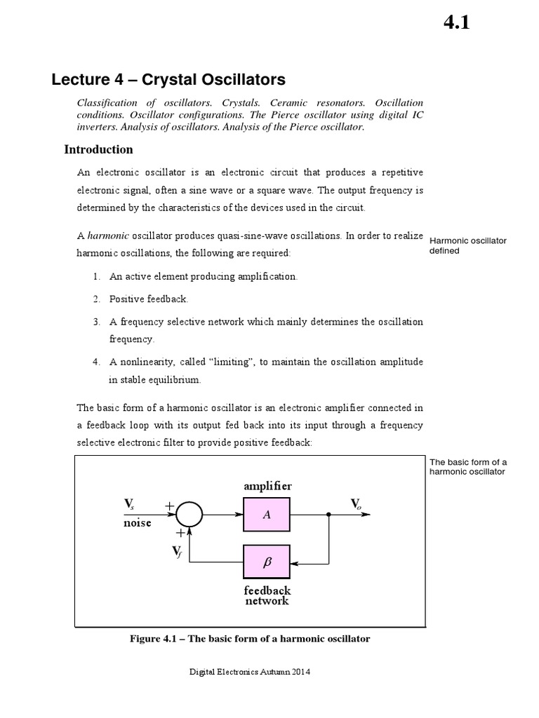 Lecture 4 Crystal Oscillators Amplifier PDF Electronic