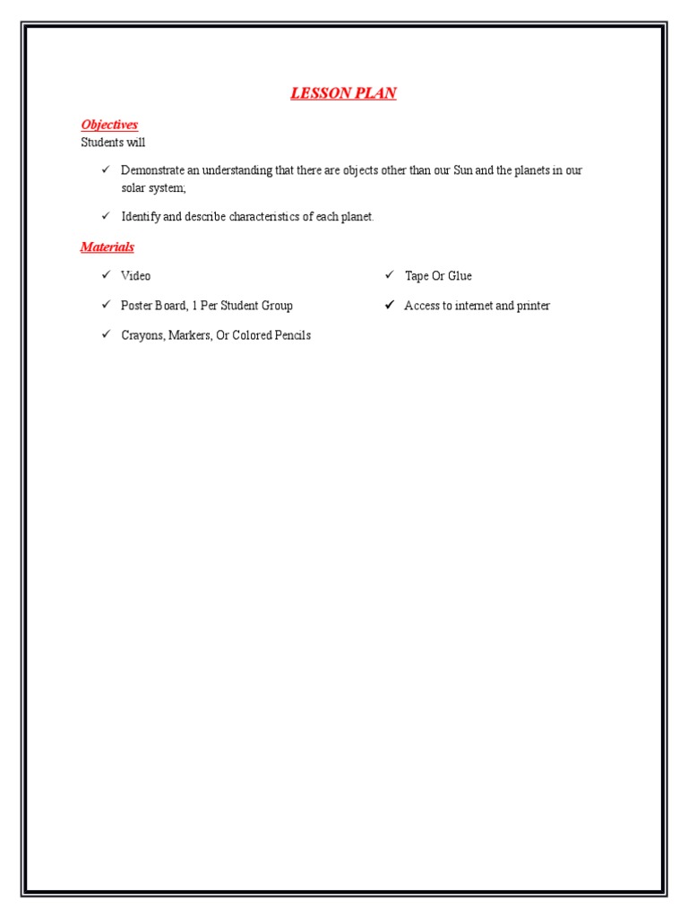Solar System Exploration Lesson Plan | PDF