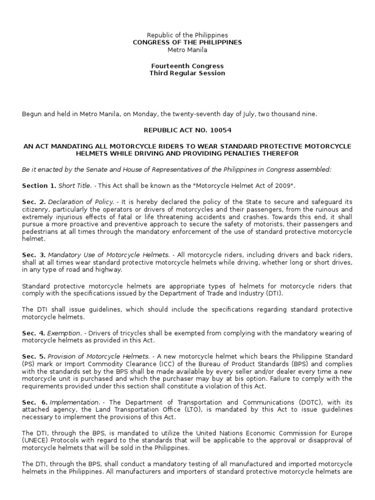 Helmet Law PDF Motorcycle U.S. Securities And Exchange Commission