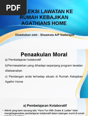 Refleksi Lawatan Ke Rumah Kebajikan Agathir Home Pdf